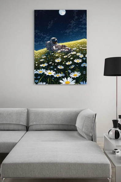 SELMIRA Kırda Uzanan Astronot Kanvas Tablo