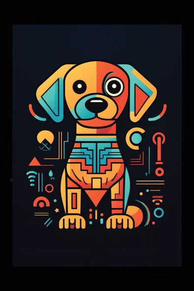 SELMIRA Geometrik Şekilli Renkli Köpek Kanvas Tablo - 2