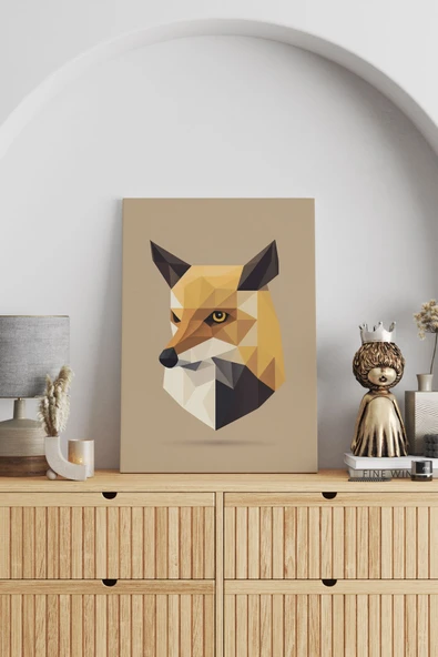 SELMIRA Geometrik Tilki Kanvas Tablo