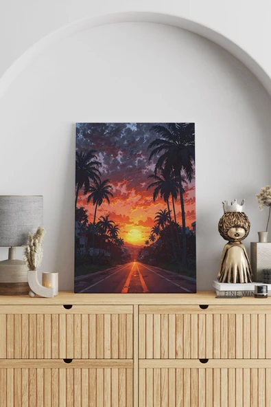 SELMIRA Gün Batımı Sokak Manzarası Kanvas Tablo