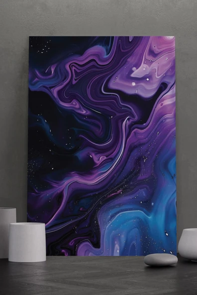 SELMIRA Soyut Mor Mavi Kanvas Tablo