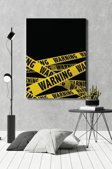 SELMIRA Sarı Şeritli Uyarı Kanvas Tablo