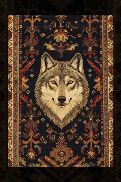 SELMIRA Dokuma Kurt Desenli Halı Kanvas Tablo - 2