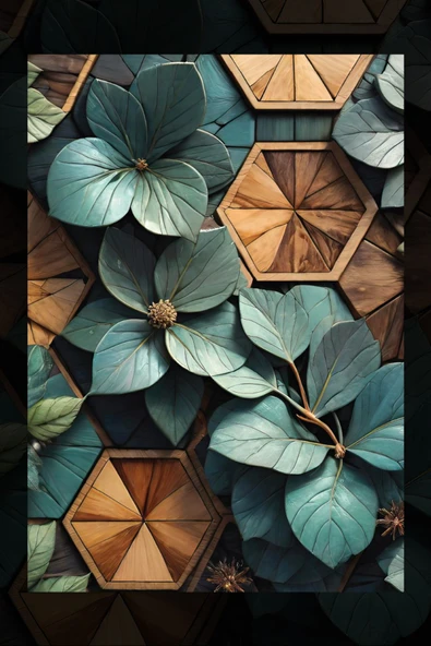 SELMIRA Ahşap Görünümlü Renkli Çiçekler Kanvas Tablo - 2