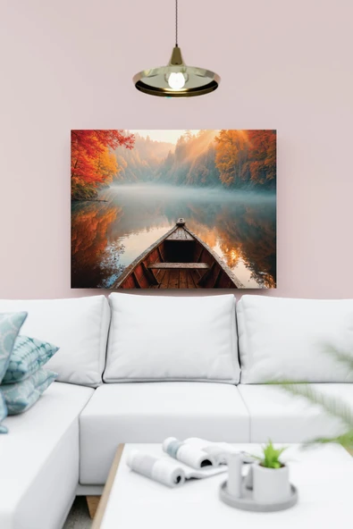 SELMIRA Orman Manzaralı Kayık Kanvas Tablo