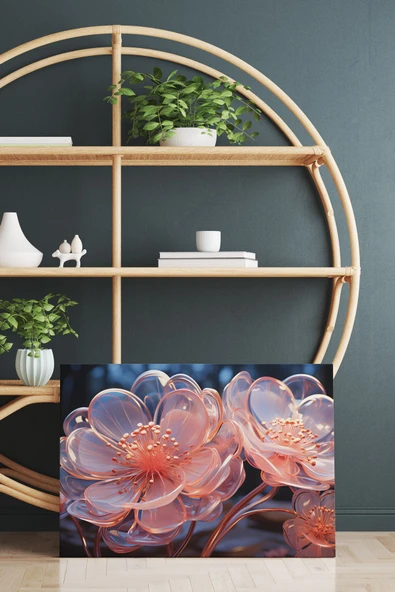 SELMIRA Cam Görünümlü Çiçek Kanvas Tablo