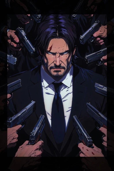 SELMIRA Jhon Wick ve Silahlar Kanvas Tablo - 2