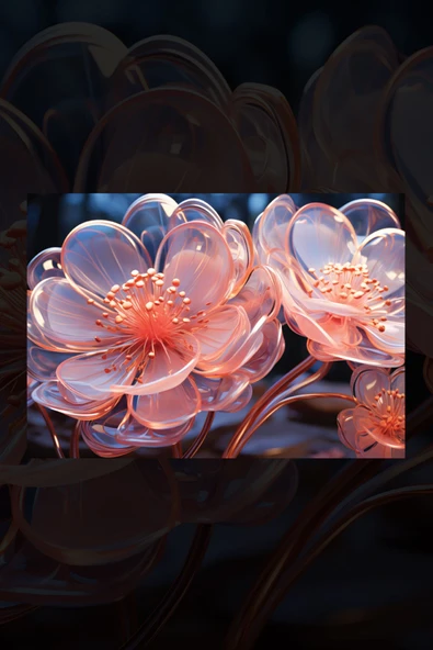 SELMIRA Cam Görünümlü Çiçek Kanvas Tablo - 2