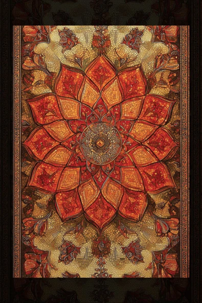 SELMIRA Kırmızı Çini Deseni Kanvas Tablo - 2