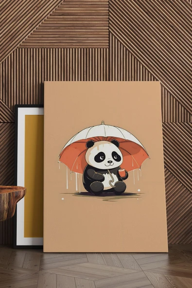SELMIRA Şemsiyeli Panda Kanvas Tablo - 1