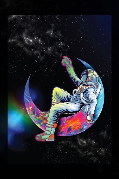 SELMIRA Renki Ay ve Astronot Kanvas Tablo - 2