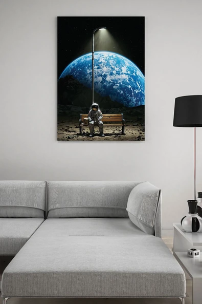 SELMIRA Uzayda Bank Astronot Kanvas Tablo