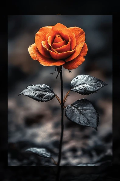 SELMIRA Yalnız Yetişen Gül Kanvas Tablo - 2