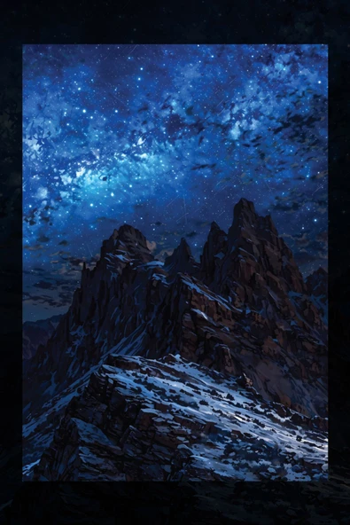 SELMIRA Karlı Tepe ve Gece Manzarası Kanvas Tablo - 2