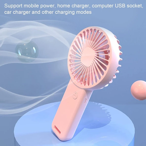 2 ADET MİNİ FAN,TELEFON TUTUCU,PORTATİF EL VANTİLATÖRÜ PEMBE,MAVİ  9,3x19cm - 4