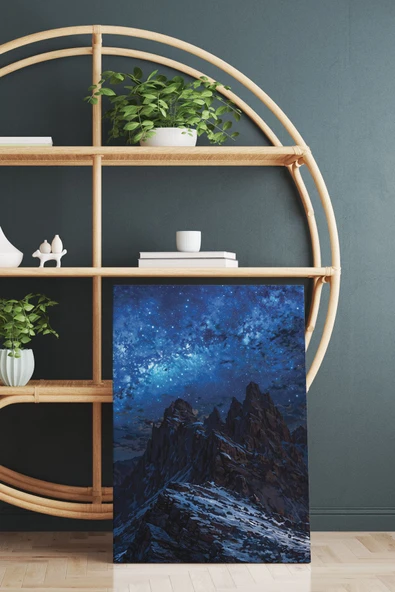 SELMIRA Karlı Tepe ve Gece Manzarası Kanvas Tablo