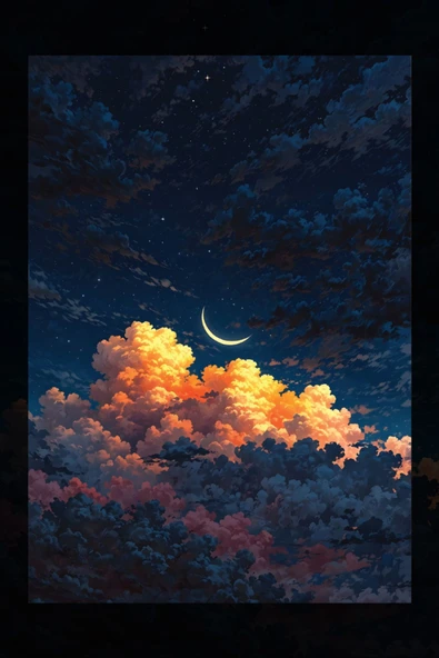 SELMIRA Bulutlu Bir Gece Kanvas Tablo - 2