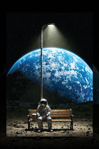 SELMIRA Uzayda Bank Astronot Kanvas Tablo - 2