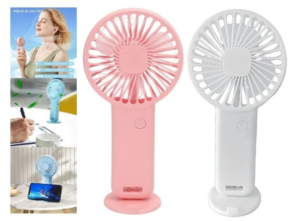 2 ADET MİNİ FAN,TELEFON TUTUCU,PORTATİF EL VANTİLATÖRÜ PEMBE,BEYAZ  9,3x19cm