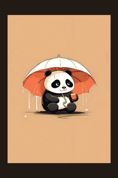 SELMIRA Şemsiyeli Panda Kanvas Tablo - 2