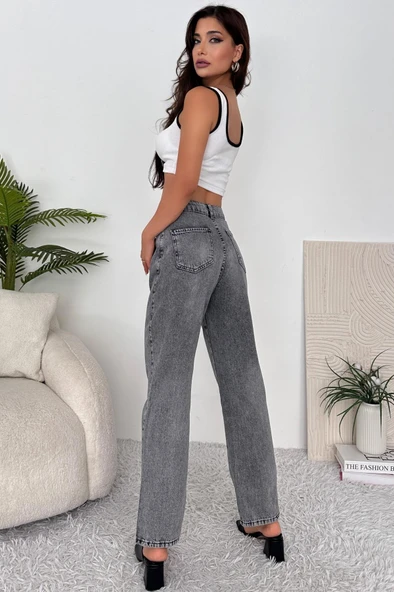 Kadın Yüksek Bel Jean Pantolon - 5