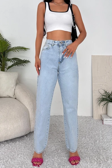 Kadın Yüksek Bel Jean Pantolon - 3