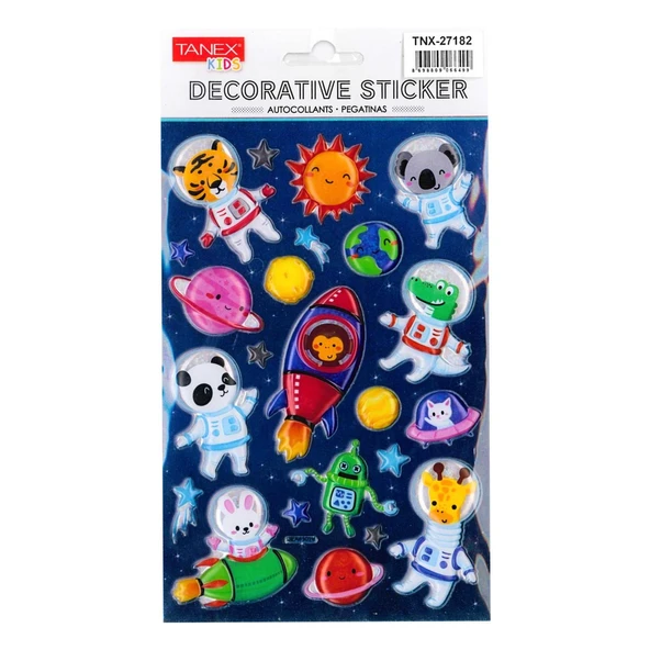 Tanex Kids Sticker Puffy Astronot Hayvanlar Serisi (27182)