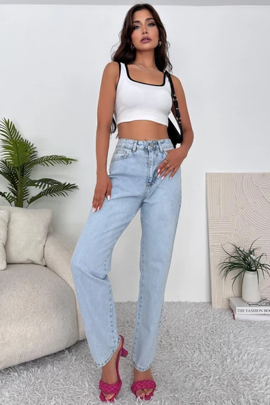 Kadın Yüksek Bel Jean Pantolon - 4