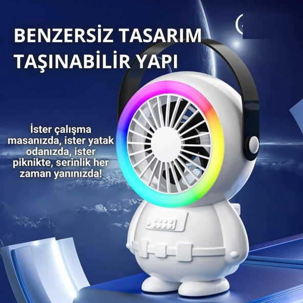 Coofbe Taşınabilir 1500Mah Şarjlı 3kademe Hız Ayarlı Taşınabilir El Vantilatörü Fan Ve Gece Lambası - 10