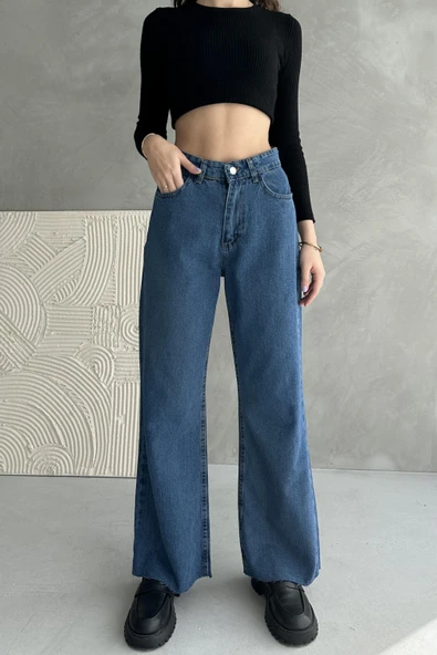 Normal Bel Paça Dikişsiz Wide Leg Jean - 2040