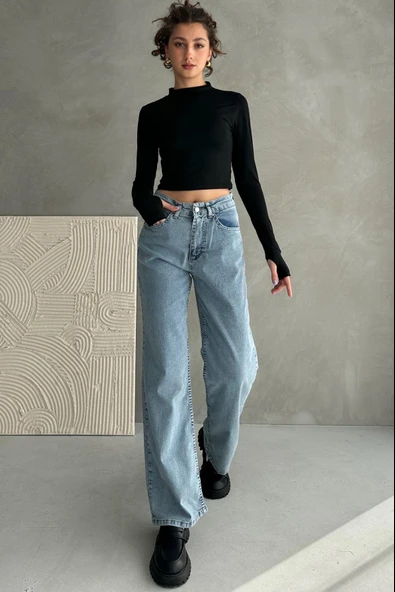 Normal Bel Geniş Paça Wide Leg Jean - 1755 - 4