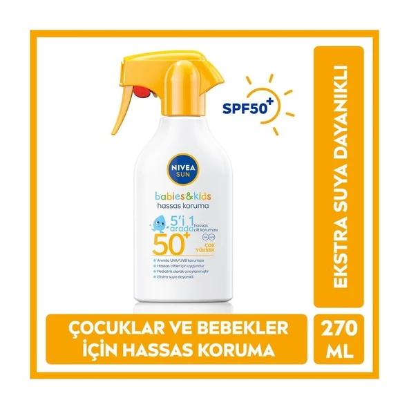 Nivea Baby Bebek ve Çocuklar Için Güneş Spreyi 270ML, SPF50, Hassas Güneş Koruması, Ekstra Suya Dayanıklı