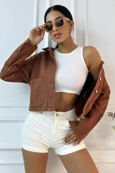 Kadın Regular Kontrast Denim Ceket - 4