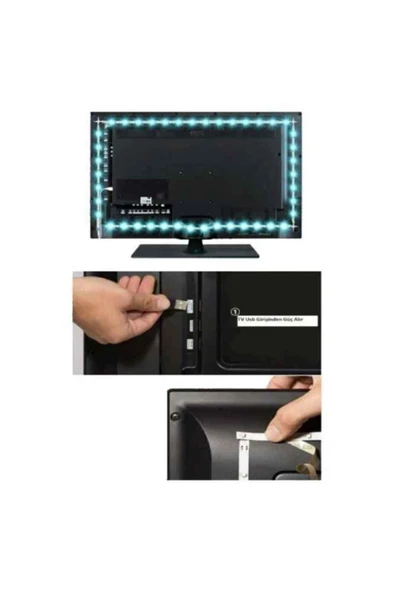Cata Televizyon Arkası Usb Girişli 3 mt Rgb Şerit Led - 3