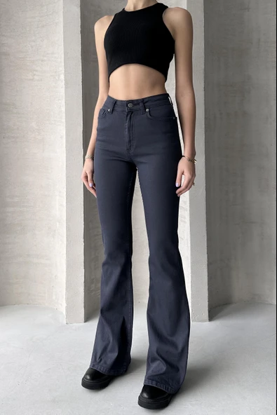 Yüksek Bel İspanyol Paça Jean - 4038