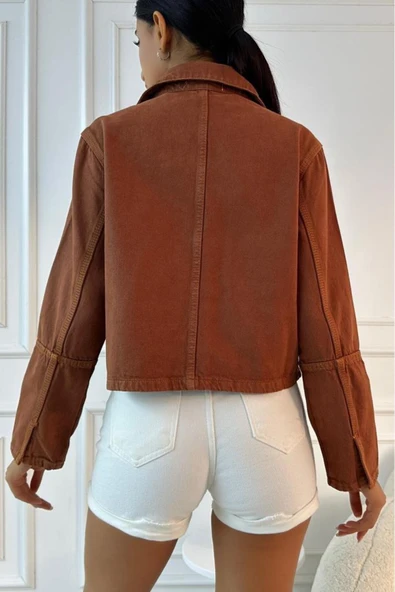 Kadın Regular Kontrast Denim Ceket - 12