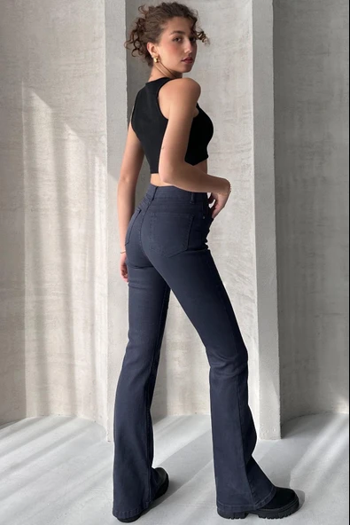 Yüksek Bel İspanyol Paça Jean - 4038 - 5