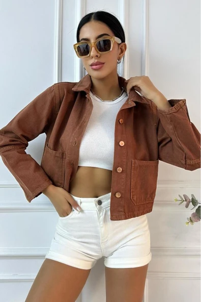 Kadın Regular Kontrast Denim Ceket - 11