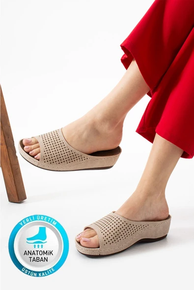 Albishoes Kadın Esnek Rahat Yumuşak Taban Anatomik Hafif Topuk 4 cm Günlük Kadın Ev Dışarı Terlik ürün görseli 1