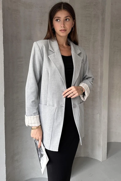 Kol Detaylı Blazer Ceket - 9