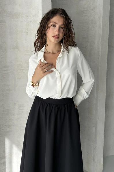 Klasik Düz Gizli Patlı Gömlek - 3