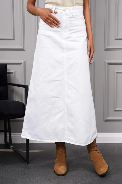 Kadın Maxi Boy Denim Etek - 3