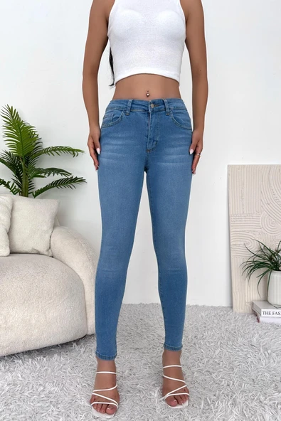 Kadın Likralı Dar Paça Jean Pantolon - 4