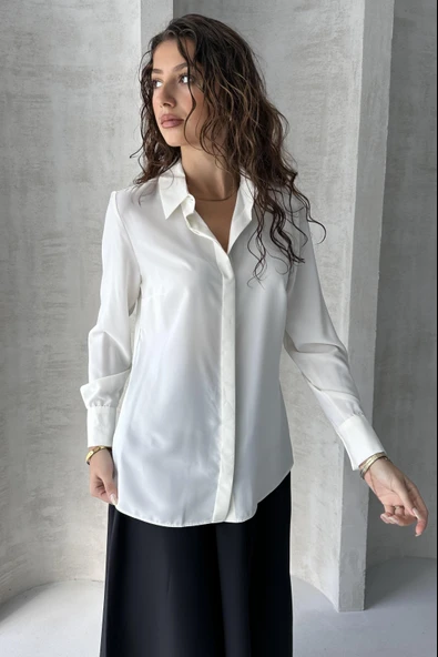 Klasik Düz Gizli Patlı Gömlek - 5