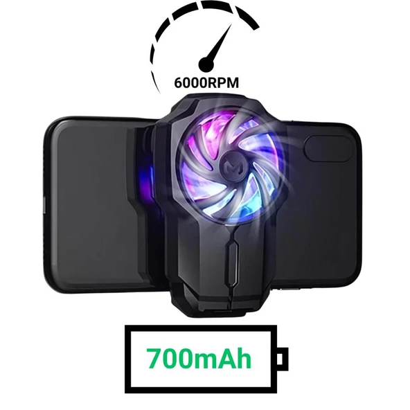 Coofbe Kablosuz 700Mah Şarjlı 6000RPM 3 Hız Kademeli Dönüş Telefon Soğutucu Fan Soğutma Fanı Radyatör Soğutucu - 7