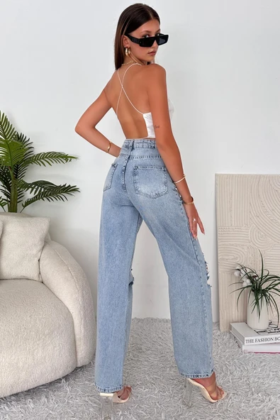 Kadın Yırtık Detaylı Jean Pantolon - 5