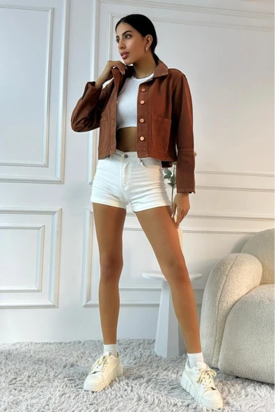 Kadın Regular Kontrast Denim Ceket - 8