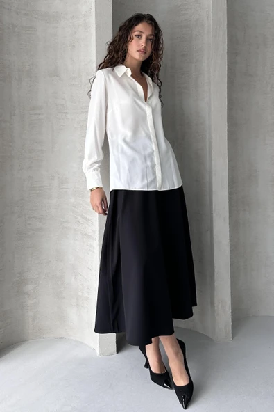 Klasik Düz Gizli Patlı Gömlek - 4