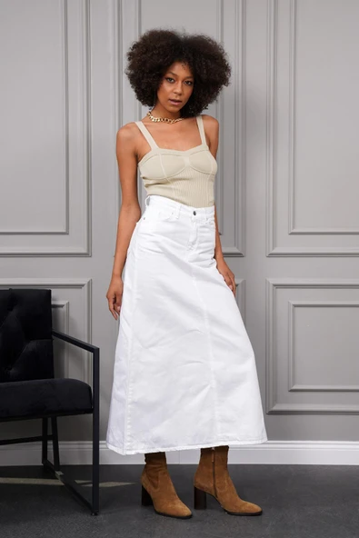 Kadın Maxi Boy Denim Etek - 11