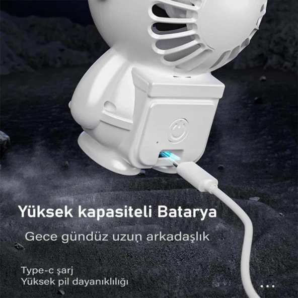Coofbe Taşınabilir 1500Mah Şarjlı 3kademe Hız Ayarlı Taşınabilir El Vantilatörü Fan Ve Gece Lambası - 5